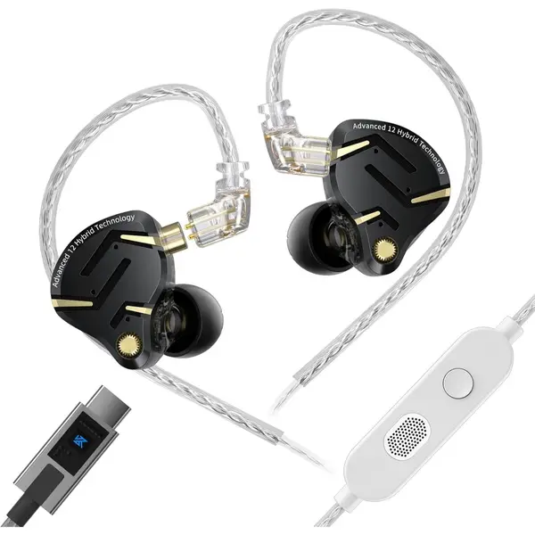 KZ ZS12 PRO 2 USB-C Wired Headphones Type-C in Ear Monitor Headphone, 5BA+1DD 6 Driver Gaming Earbuds USB-C Wired Earphones, HiFi Clarity Sound Immersive Bass IEMs for Gaming (Mix Color, USB-C-with Mic)