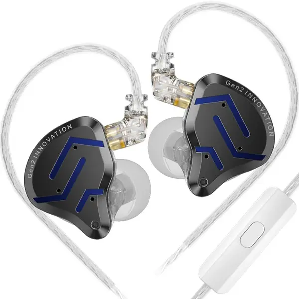 KZ ZSN Pro 2 HiFi IEM Earbud, Dynamic Driver and Balanced Armature Hybrid in-Ear Headphone, Heavy Bass Music Wired Earphone (Glare Blue, with Microphone)