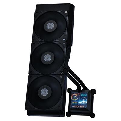 Lian Li Hydroshift 360 AIO Liquid CPU Cooler - Pre-Installed 3 x 28MM Fans, Side-Mounted Coolant Pathway, 2.88” LCD Screen 480 x 480 Res. Captured Images & Recorded Videos, LGA 1851, 1700, 1200, AM5, AM4 - Black