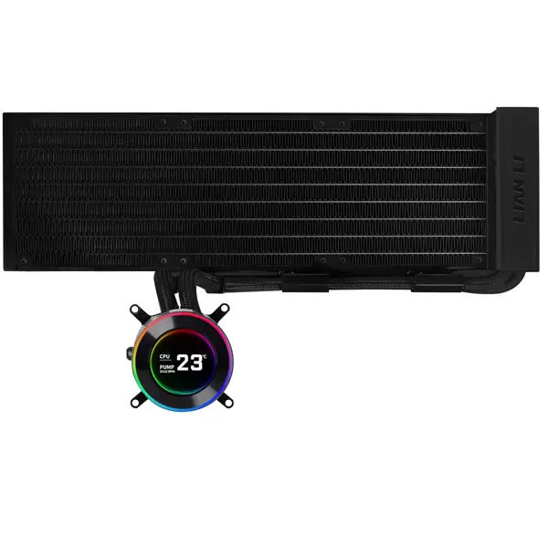 Lian Li Hydroshift II 360 LCD Liquid CPU Cooler - Flexible Slide-Tube Clamp Coolant Pathway, 2.1” IPS LCD Screen, 3 Control Mode, Fits Most PC Fans - Black