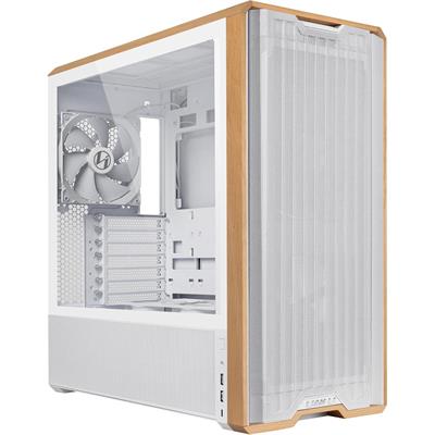Lian Li Lancool 217 Genuine Walnut Wood Computer Case, Mid-Tower ATX PC Case with 5 Pre-Installed PWM Fans 2x170mm, 2x120mm & 1x140mm, Flexible PSU & Cable Installation - White