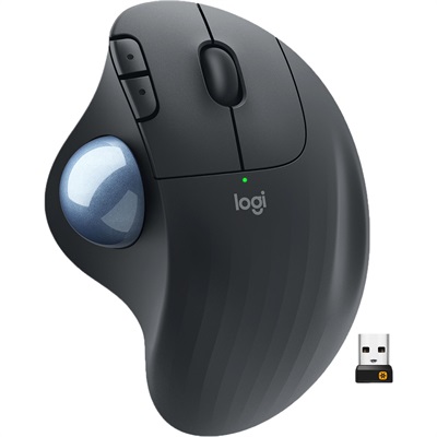 Logitech Ergo M575 Wireless Trackball Mouse - Easy Thumb Control, Precision and Smooth Tracking, Ergonomic Comfort Design, for Windows, PC and Mac with Bluetooth and USB Capabilities - Graphite