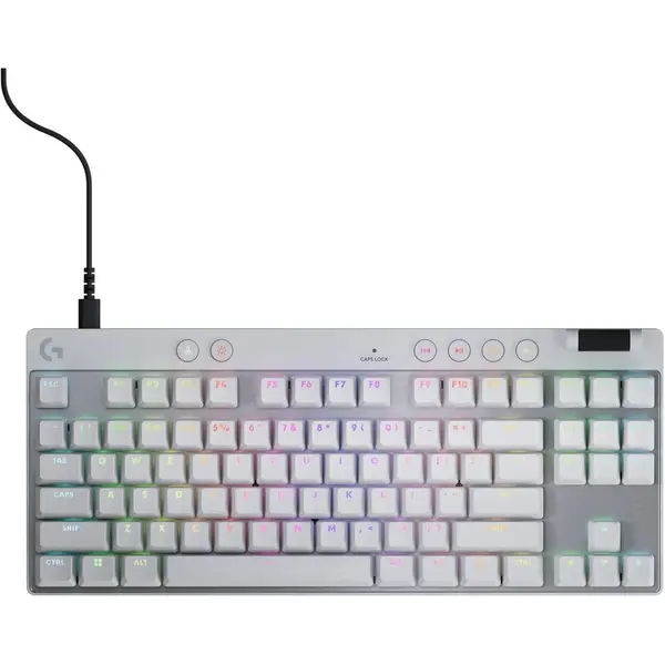 Logitech G Pro X TKL Rapid Tenkeyless Wired Gaming Keyboard with Magnetic Analog Switches, RGB - White