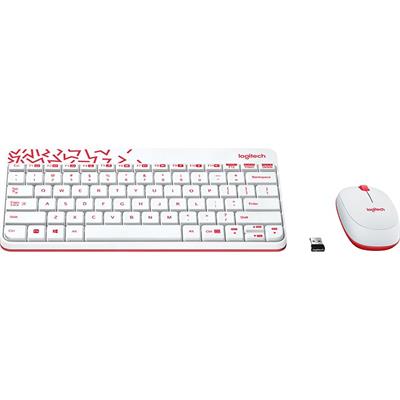 Logitech MK240 Nano Wireless Keyboard Mouse Combo - White / Vivid Red
