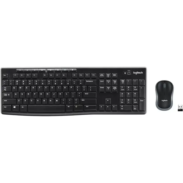 Logitech MK270 Wireless Keyboard and Mouse Combo for Windows, 2.4 GHz, 8 Multimedia Keys, PC, Laptop, Wireless Keyboard Compact Mouse Combo - Black