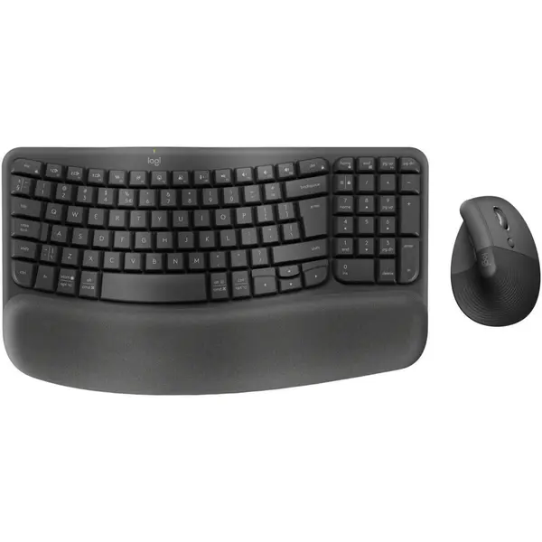 Logitech Wave Keys and Lift Keyboard & Mouse Combo, Plunger Key Type, Adjustable Tilt Legs, 6 Button Mouse, 400-4000 DPI Sensor Resolution, 10M Wireless Range, Black