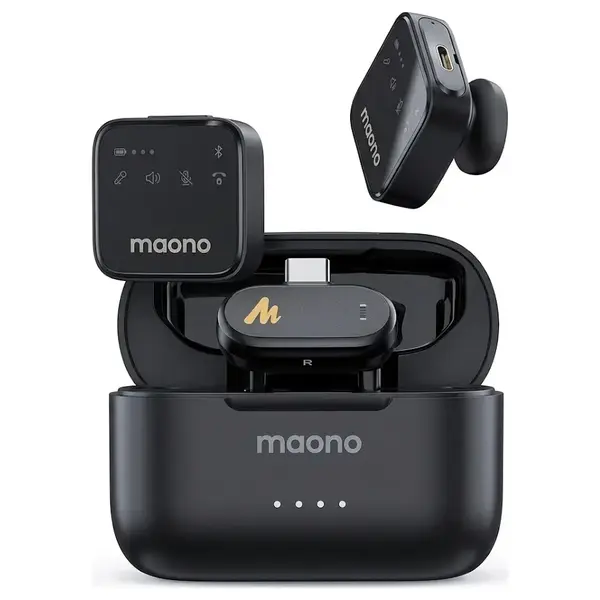 Maono Wave T1 Plus PC2 Microphone Wireless Lavalier Microphone, Type-C, 100m, 40H+ Battery Life