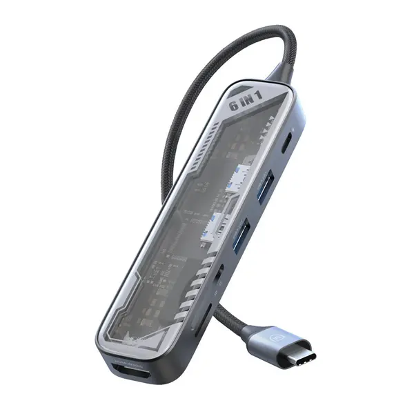 Micropack MDC-N6T USB-C Hub 6-in-1 Multiport Adapter (Grey Black)