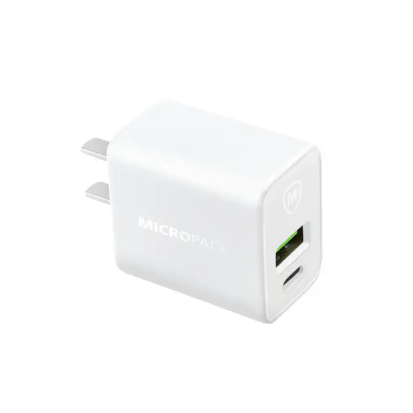 Micropack MWC-233PD 33W Fast Charging Block USB C Wall Charger Dual Port - US Plug, White
