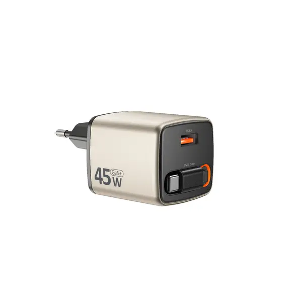 Micropack MWC-245 45W Fast Charging Wall Charger with Retractable Cable (EU)