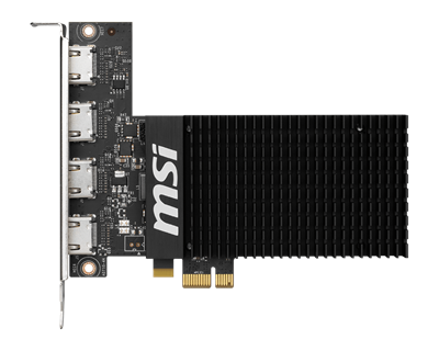 MSI Gaming GeForce GT 710 2GB GDRR3 64-bit HDCP Support DirectX 12 Heat Sink Low Profile Graphics Card, 4x HDMI 1.4a