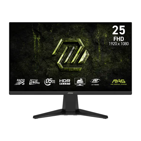 MSI MAG 255F X24 25-inch 1920 x 1080 (FHD) Gaming Monitor, 240Hz, IPS Panel, Adaptive-Sync, HDMI, DisplayPort, VESA Mountable, Tilt, 0.5ms, Black