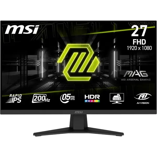 MSI MAG 274F 27-Inch FHD 1920x1080 Gaming Monitor - Rapid IPS, 200Hz, 0.5ms, HDR ready, Eye care, HDMI 2.0b, DP 1.2a, Frame-less, Tilt-Adjustable, Vesa Mount, Black