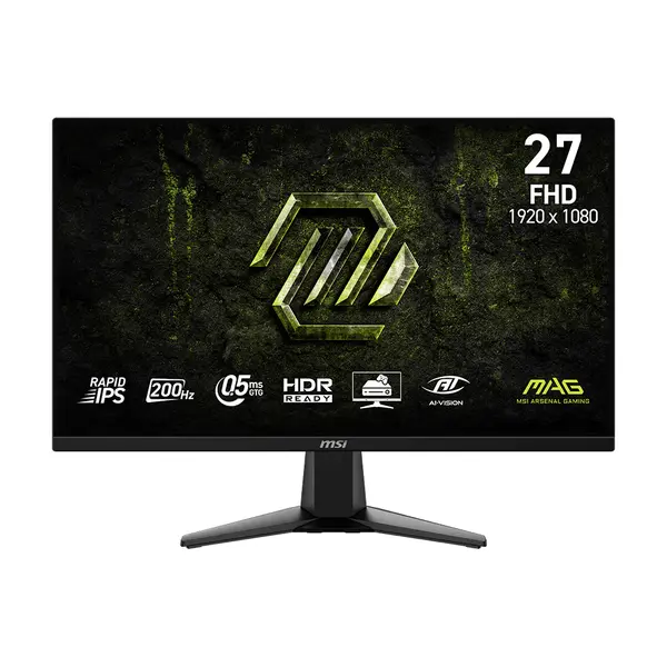 MSI MAG 275F E20 27-inch 1920 x 1080 (FHD) Gaming Monitor, 200Hz, IPS Panel, Adaptive-Sync, HDMI, DisplayPort, VESA Mountable, Tilt, 0.5ms, Black