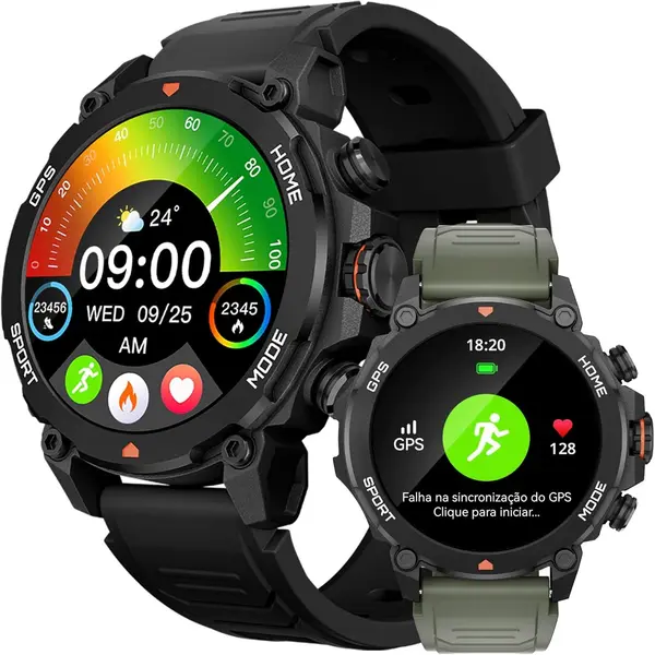 Aurafit Trek 1 G6 Smart Watch for Men Women with GPS Fitness Tracker Smartwatch 1.43 AMOLED Screen, 5ATM Waterproof, 450mAh Large Battery, Answer/Make Call, 24/7 Sleep Tracking, Compatible for Android iOS (Green)