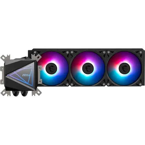 MSI MAG CoreLiquid I360 Black AIO ARGB CPU Liquid Cooler - Infinity Mirror Design, UNI Bracket, 360mm Radiator, Triple 120mm ARGB PWM Fans, LGA 1700/1851, AM5/AM4 Compatible