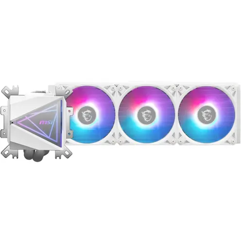 MSI MAG CoreLiquid I360 White AIO ARGB CPU Liquid Cooler - Infinity Mirror Design, UNI Bracket, 360mm Radiator, Triple 120mm ARGB PWM Fans, LGA 1700/1851, AM5/AM4 Compatible
