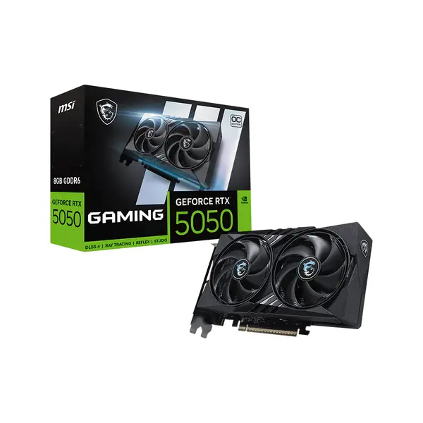 MSI GeForce RTX 5050 8G Gaming OC Graphics Card (8GB GDDR6, 128-bit, Extreme Performance: 2647 MHz, DisplayPort x3 2.1a, HDMI 2.1b, NVIDIA Blackwell Architecture)