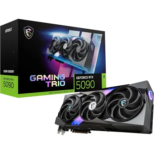 MSI GeForce RTX 5090 32G Gaming Trio OC Graphics Card - 32GB GDDR7 (28Gbps/512-bit), PCIe 5, Boost: 2482MHz, HDMI 2.1b, DisplayPort 2.1b