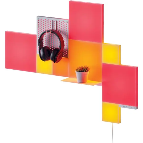 Nanoleaf Blocks 10-Pack Combo Starter Kit - Mix RGBW Color-Changing Wall Light Panels, Light Pegboard & Shelf, Pixel-Art Style, Bluetooth, Wi-Fi Control via App & Voice (Works with Alexa, Apple)