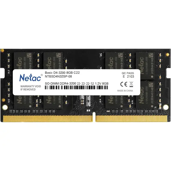 Netac Basic DDR4 SODIMM 8GB 3200MHz C22 SDRAM Laptop Memory