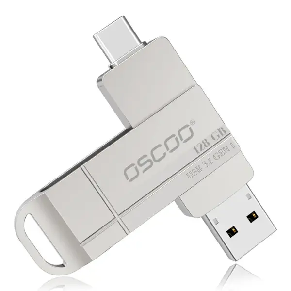 Oscoo CU002 256GB OTG USB 3.1 Metal Flash Drive, USB Type-C/USB-A Connector