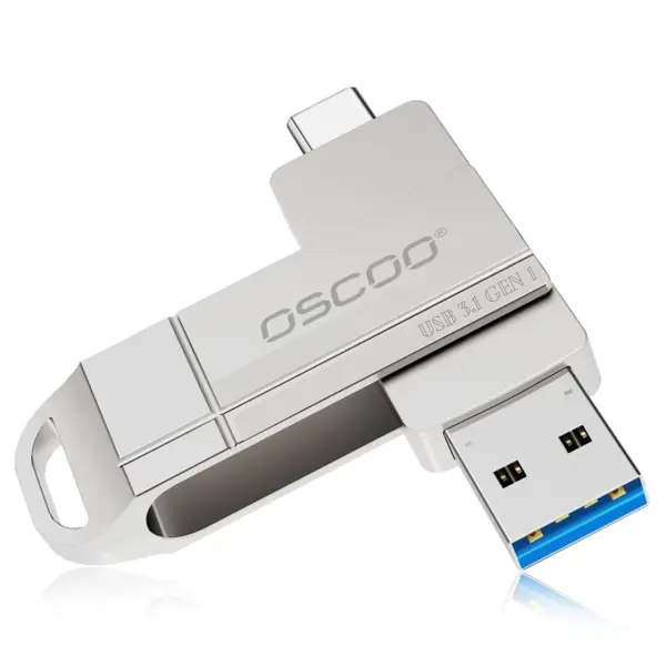 Oscoo CU002 256GB OTG USB 3.1 Metal Flash Drive, USB Type-C/USB-A Connector