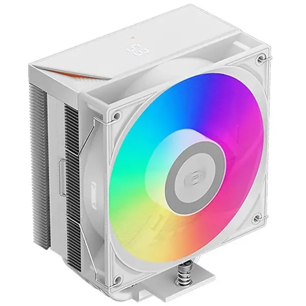PCCooler CPS RT500 Digital ARGB CPU Air Cooler with Digital Display ARGB, Digital 5 Heat Pipes, High-Performance Quiet Tower Cooler (White)