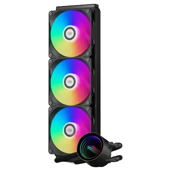 PCCooler DA360 V2 ARGB 360mm AIO Liquid CPU Cooler 310W TDP – 360mm Radiator, Triple 120mm ARGB Fans (Black)