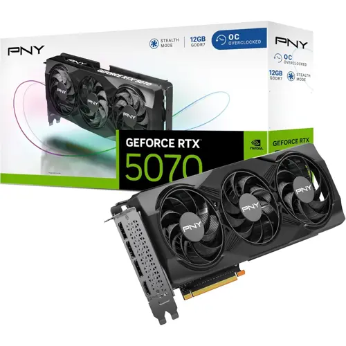 PNY GeForce RTX 5070 OC Overclocked Triple Fan 12GB GDDR7 Graphics Card