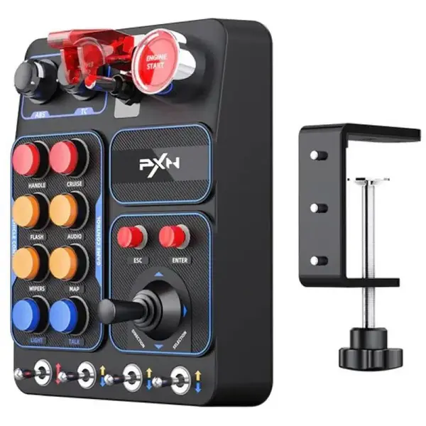 PXN CB1 Racing Button Box PC USB Simulation Racing Instrument Center Control Button Box Multi-function 30 Programmable Buttons for PC/V9 gen2, Adjustable RGB Lighting, For Truck ETS2 Hub Sim racing
