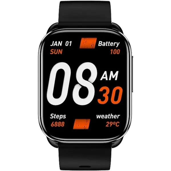 QCY Watch GS Smart Sports Watch With 2.02 Large Display, 100 and More Watch Faces, Bluetooth Call, Health & Sleep Monitoring,100+ Sport Mode, 10 Days Battery Life & Message & Call Notification - Black