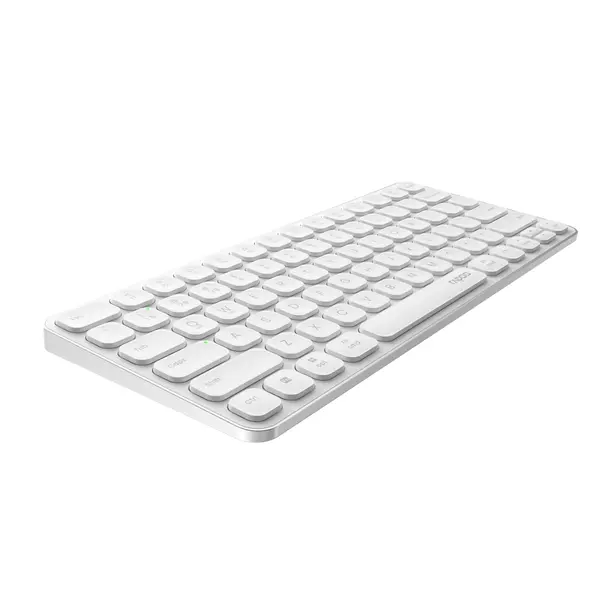 Rapoo E9050L Bluetooth Wireless Multi-Device Keyboard (4 Devices), Rechargeable, Led Indicators, Ultra-Thin, Ergonomic, Compatible with Windows, iOS, Android, Tab, Smartphones - White