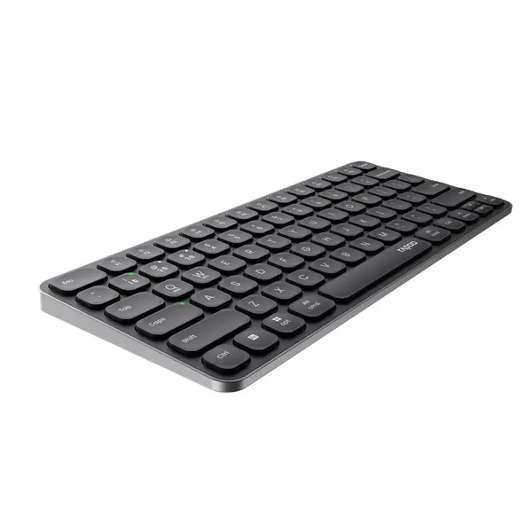 Rapoo E9050L Bluetooth Wireless Multi-Device Keyboard (4 Devices), Rechargeable, Led Indicators, Ultra-Thin, Ergonomic, Compatible with Windows, iOS, Android, Tab, Smartphones - Black