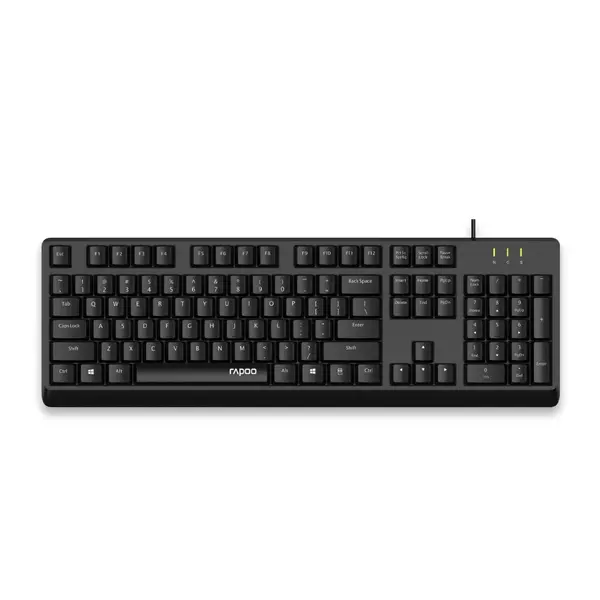 Rapoo NK1900 Spill Resistance Wired USB Keyboard Wired for Laptop, PC and USB Support Devices with UV Coated Keys, Spill Resistant, Instant one Touch Multimedia Keys (Black)