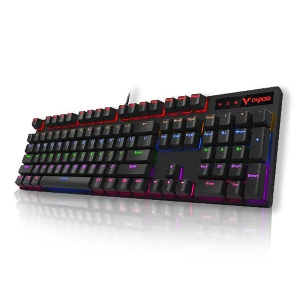 Rapoo V500 Pro Full Size RGB Mechanical USB-A Gaming Keyboard - Spill Resistant, Anti-Ghosting, Conflict Free Design, Compatible with Windows, macOS - Black