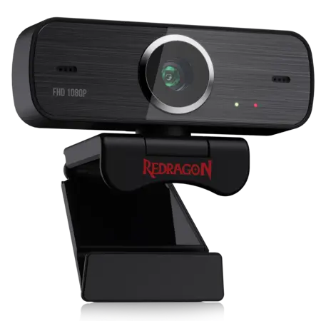 Redragon GW800 Hitman 1080P PC Webcam with Built-in Dual Microphone, 360° Rotation - 2.0 USB Computer Web Camera - 30 FPS for Online Courses, Video Conferencing and Streaming