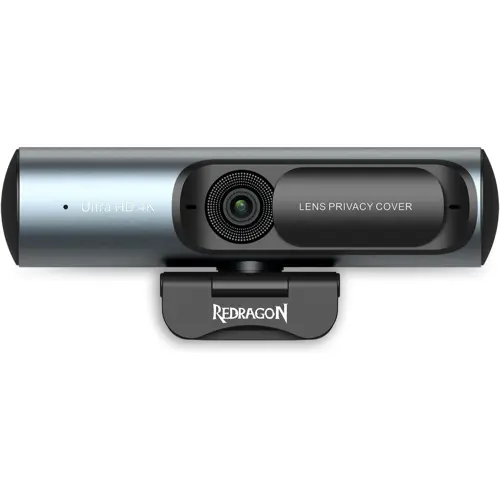 Redragon GW911 4K Webcam for PC, Ultra HD with Dual Noise-Cancelling Mic, PDAF Auto Focus, Auto Light Correction, Plug & Play, Privacy Cover – Works w/Zoom/Teams/Skype/Google Meet