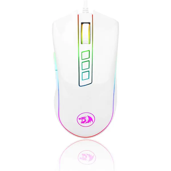 Redragon M711 Cobra Gaming Mouse with 16.8 Million RGB Color Backlit, 10,000 DPI Adjustable, Comfortable Grip, 7 Programmable Buttons, White
