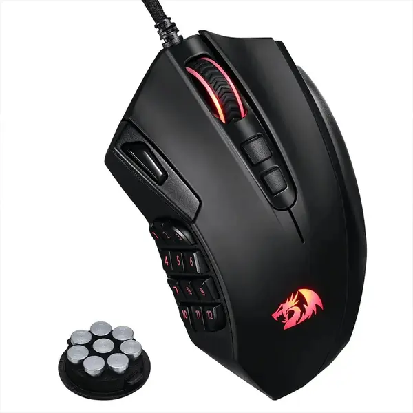 Redragon M921 Azzinoth MMO Gaming Mouse, 12400 DPI High Precision Wired RGB Mice w/18 Programmable Buttons, 12 Side Macro Keys, Software Supports for PC Laptop