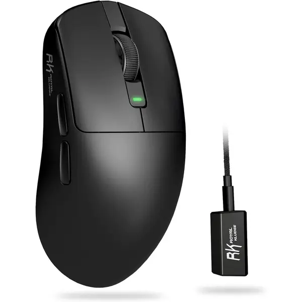 RK Royal Kludge RK M3 Wireless Gaming Mouse, 47g Lightweight Computer Mouse with PAW3950 Optical Sensor, 8K Polling 42000 DPI, Triple Modes PC Game Mice with 5 Programmable Buttons for Win/Mac, Dark Night
