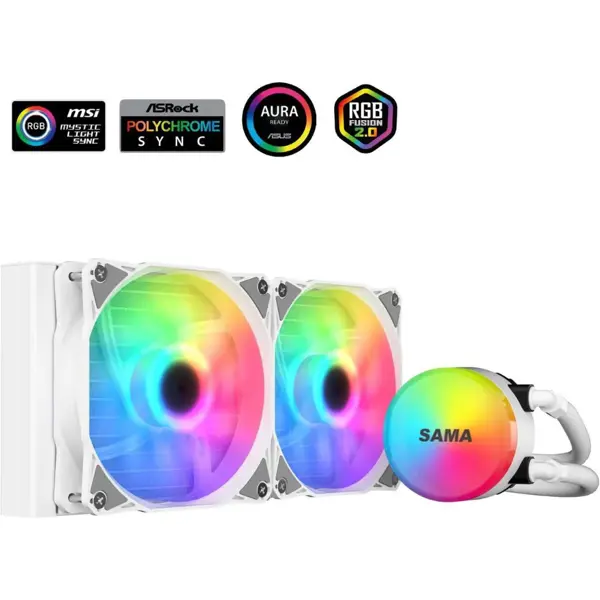 Sama SL240 White 240mm Liquid Cooler 240mm AIO Radiator Addressable RGB PWM Fan CPU Cooler for Intel AMD PC Case