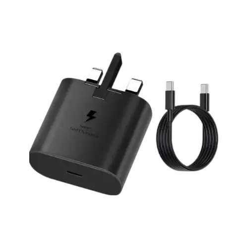 Samsung 45W 3-Pin Wall Charger Power Adapter with USB-C Cable, Super Fast Charging for Galaxy Phones, Tablets and USB Type C Devices, Low Standby Power Consumption - Black (1.8M)