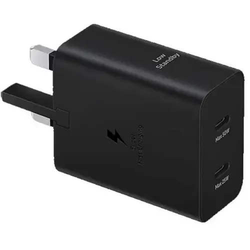Samsung 50W 3-Pin PD Duo Power Adapter Wall Charger, 2 Ports, Super Fast Charging 2.0 for Galaxy Phones, Tablets, USB Type C Devices, Low Standby Power Consumption