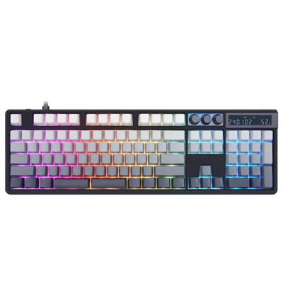 Skyloong GK104 Pro Full Size Mechanical Gaming Keyboard, Wireless/Wired Bluetooth/2.4GHz/USB-C Hot Swappable with Screen, Knobs, Calculator, Split Space Bar Compatible - Twilight