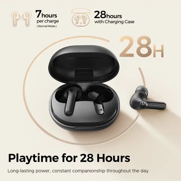 SoundPEATS T3 Pro Wireless Earbuds, 12mm Drivers Bass Stereo in Ear Headphones, Bluetooth 5.4, 28Hrs Playtime, Call Noise Cancellation, IPX4 Waterproof Earphones for Kids, Sleep, Ebooks, Podcasts
