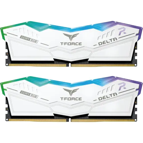 TeamGroup T-Force Delta RGB 64GB (2x32GB) 6000MHz (6000MT/s) CL38 White DDR5 Desktop Gaming Memory, Metal Heatsink, ARGB Sync, ECC, XMP 3.0/EXPO, Compatible With Intel/AMD CPU, High Performance Low Latency RAM