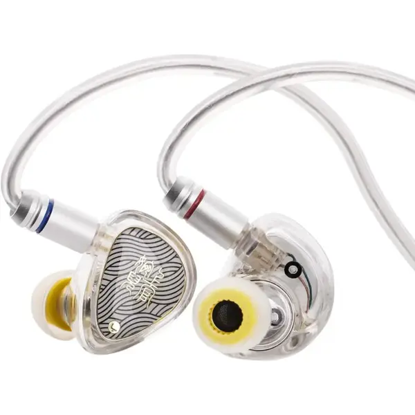 Tangzu Wan'er S.G 2 in Ear Monitor, HiFi Wired Earbuds, 10mm Dynamic Driver PET Diaphragm Gaming IEM Earphones with 2Pin Detachable OFC Cable for Audiophile DJ Stage (Clear White, Type-C Mic)