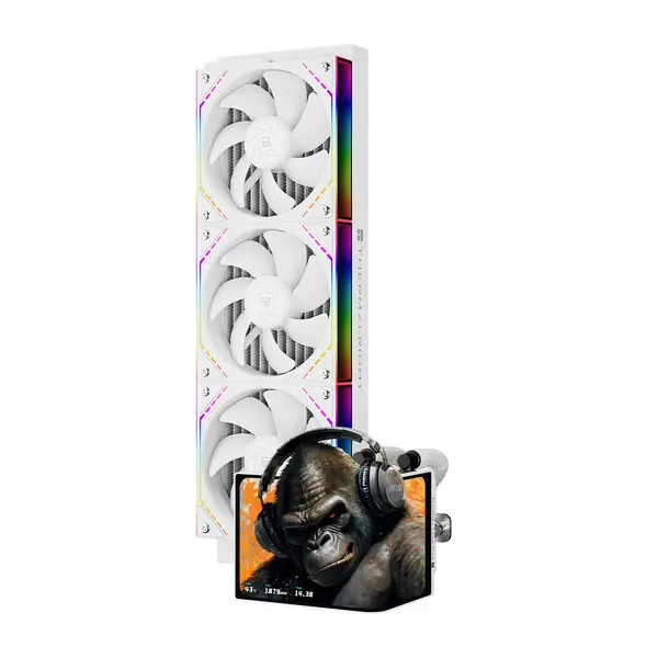 Thermalright Levita Vision 360 ARGB White CPU AIO Cooler, Wireless Splicing Fan, 2K 60Hz Curved Screen with 2400x1080 Resolution, 6.67in 3D OLED Screen