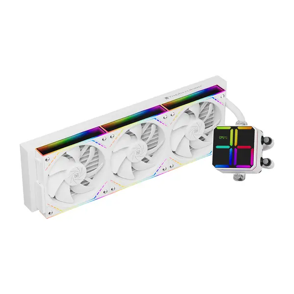 Thermalright Magic Qube 360 ARGB White Liquid CPU Cooler, Building Block Fan with 2000RPM, Temperature Controlled Color Changing Digital Screen